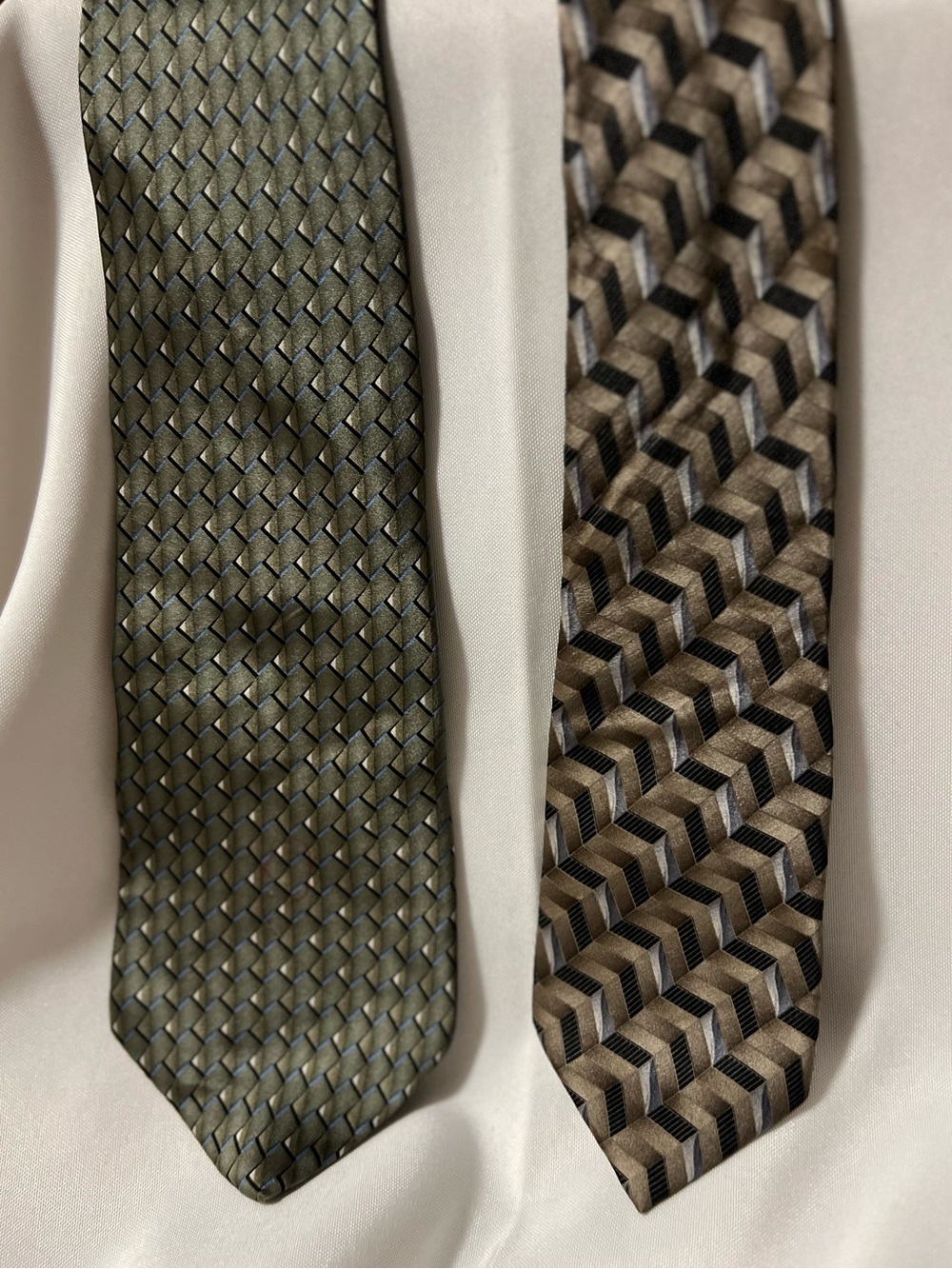 Olive and Beige Patterned Men's Woven Ties - Classic Dress Accent